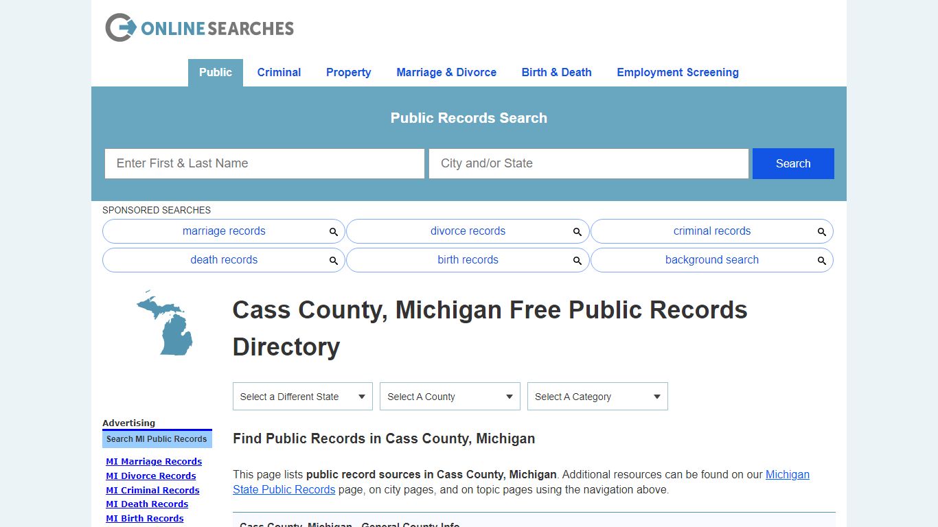 Cass County, Michigan Public Records Directory